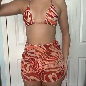 Women's Tie-Dye Swirl 3-Piece Set Swimwear - S